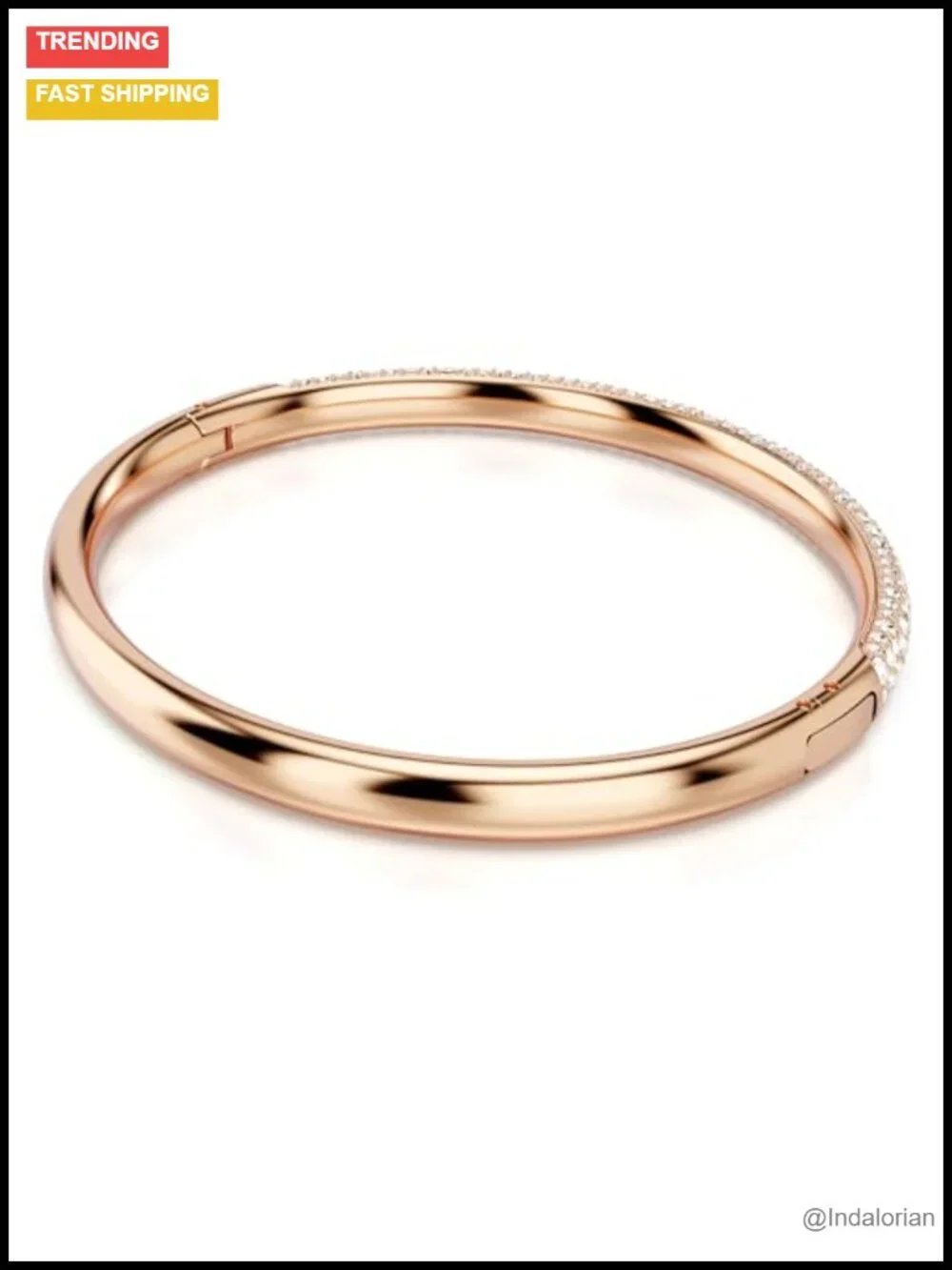 Swarovski Crystal Bangle Bracelet Rose Gold-tone Snow Pave